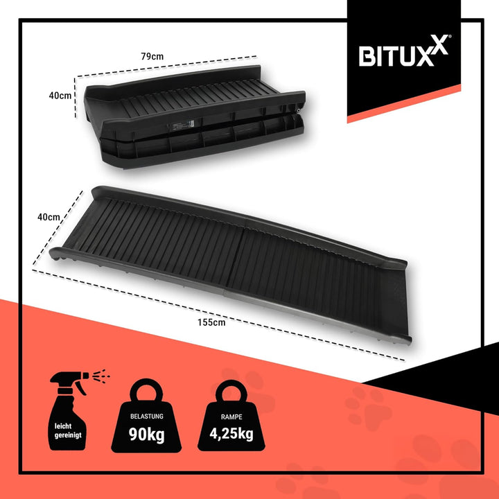BITUXX® Hunderampe Hunde Einstiegshilfe Autorampe Hundetreppe Hundetransport Klappbar aus Kunststoff