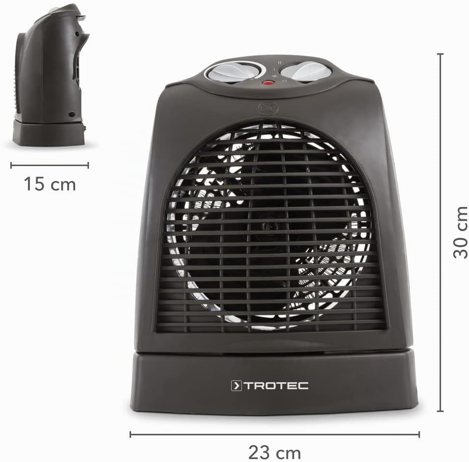TROTEC Heizlüfter energiesparend TFH 22 E - Heizleistung 1000 W / 2000 W – elektrische Heizung, mit