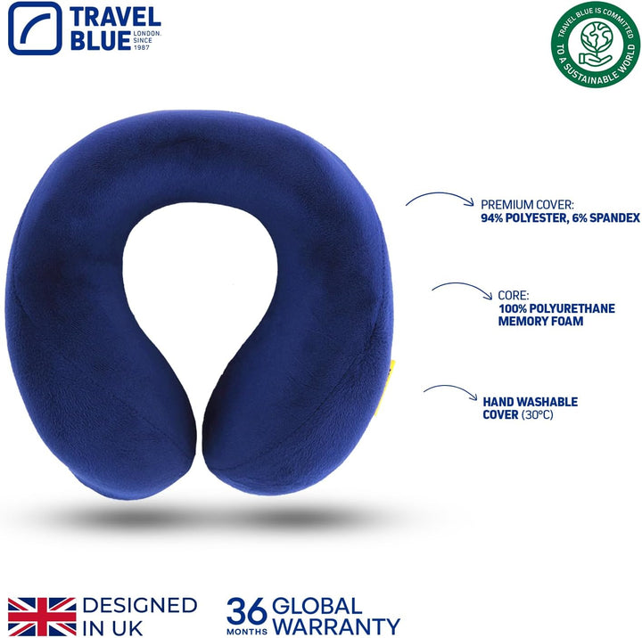 Travel Blue Reisekissen Memory Foam - Bequemes Memory Foam Kissen mit weichem Bezug, hervorragende K