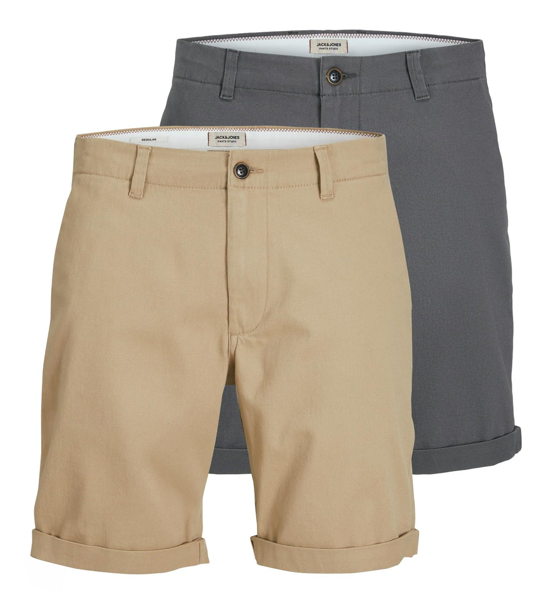 JACK &amp; JONES Herren Shorts S 2er Pack (1x Asphalt, 1x Crockery), S 2er Pack (1x Asphalt, 1x Crockery