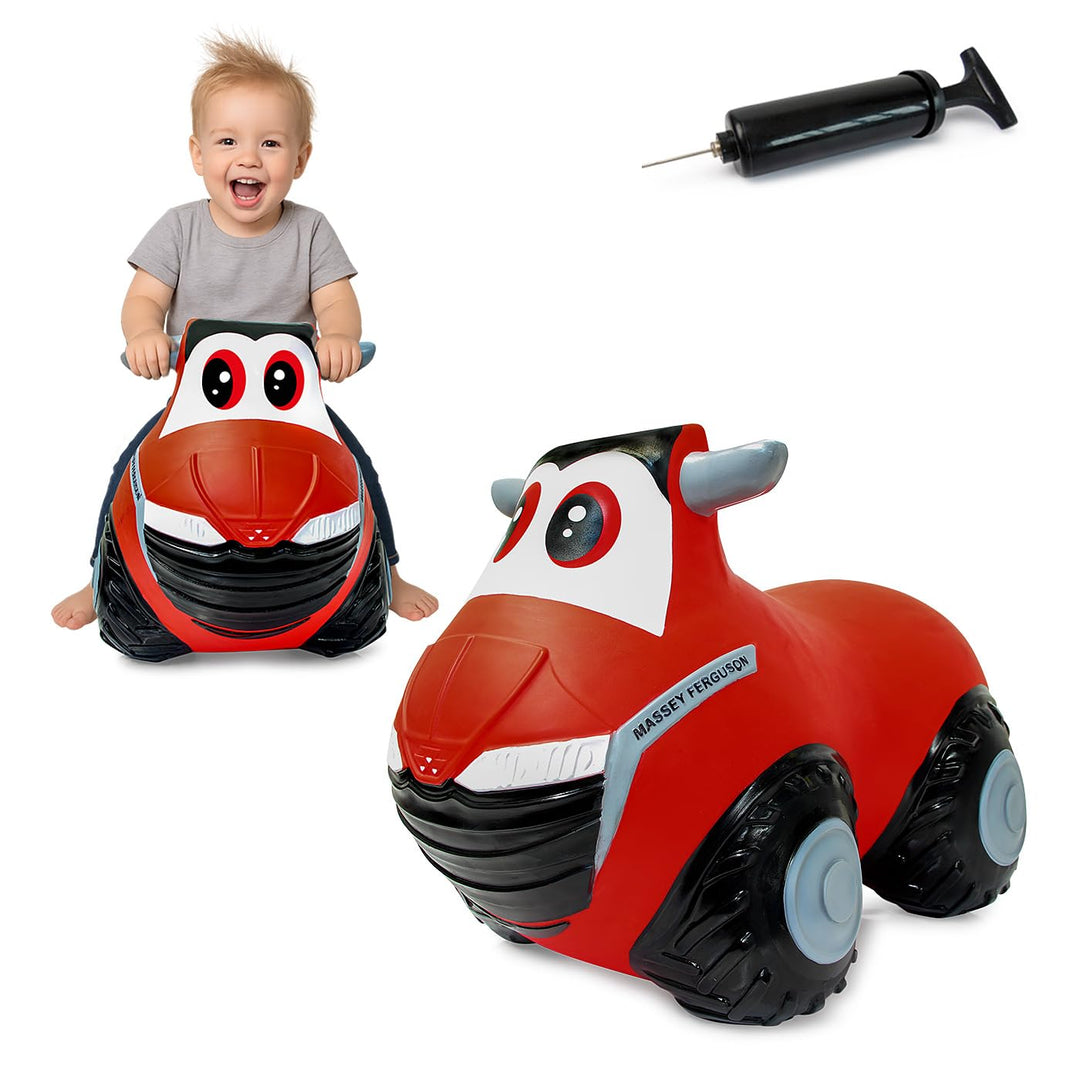 JAMARA 466000 Massey Ferguson Hüpftraktor mit Pumpe-Hüpfer, BPA frei, Pflegeleicht, offiziell lizenz