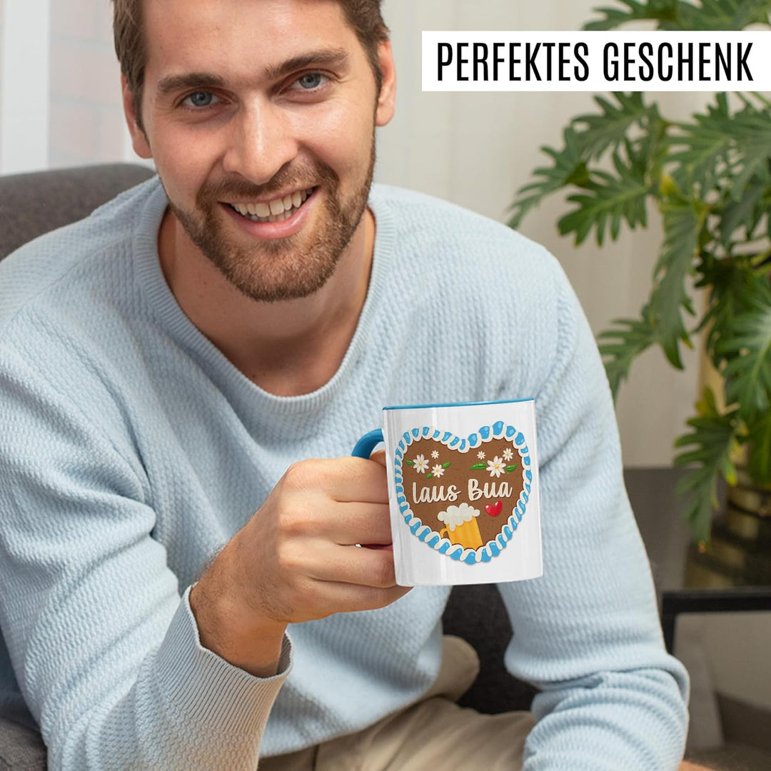 Bayrisch Tasse mit Spruch – Geschenk Laus Bua – Kaffeetasse 330ml aus Keramik – Bayern Dialekt Bub J