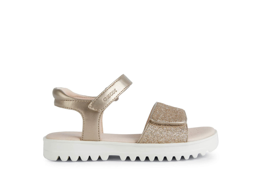 Geox Mädchen J Coralie Gir Sandalen 28 EU Platinum, 28 EU Platinum