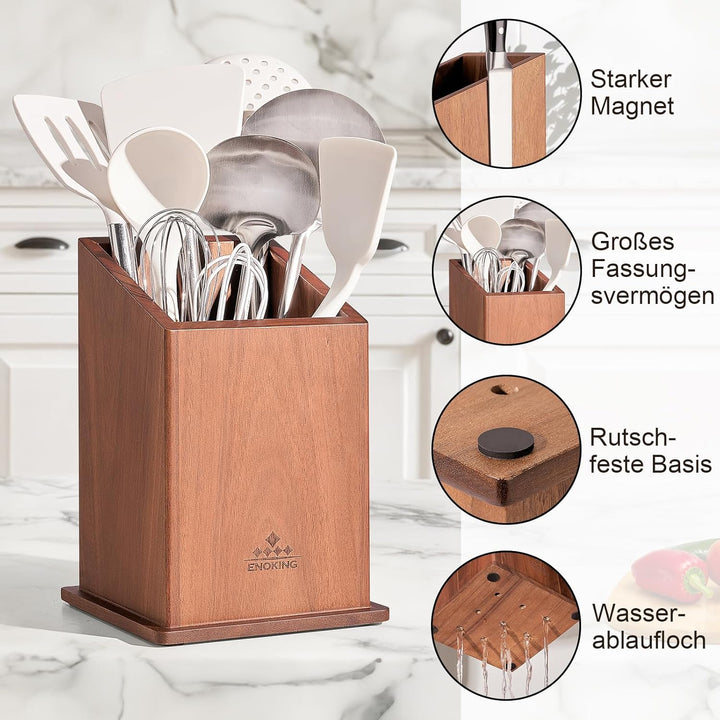ENOKING Messerblock Magnetisch ohne Messer, messerhalter magnetisch aus Akazienholz, Extra grosse Ka