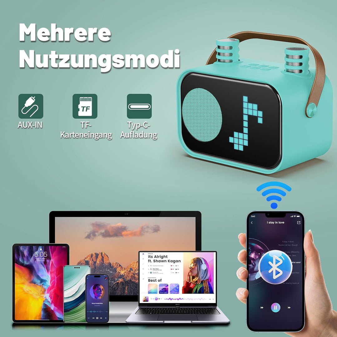 JYX Karaoke Anlage mit 2 Mikrofonen, Karaoke Maschine Kinder mit Professionellem Begleitmodus, Bluet
