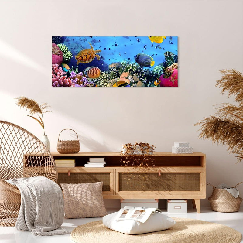 Wandbilder Dekoration Wohnzimmer Korallenriff Panorama Bilder auf Leinwand 120x50cm Leinwandbild mit