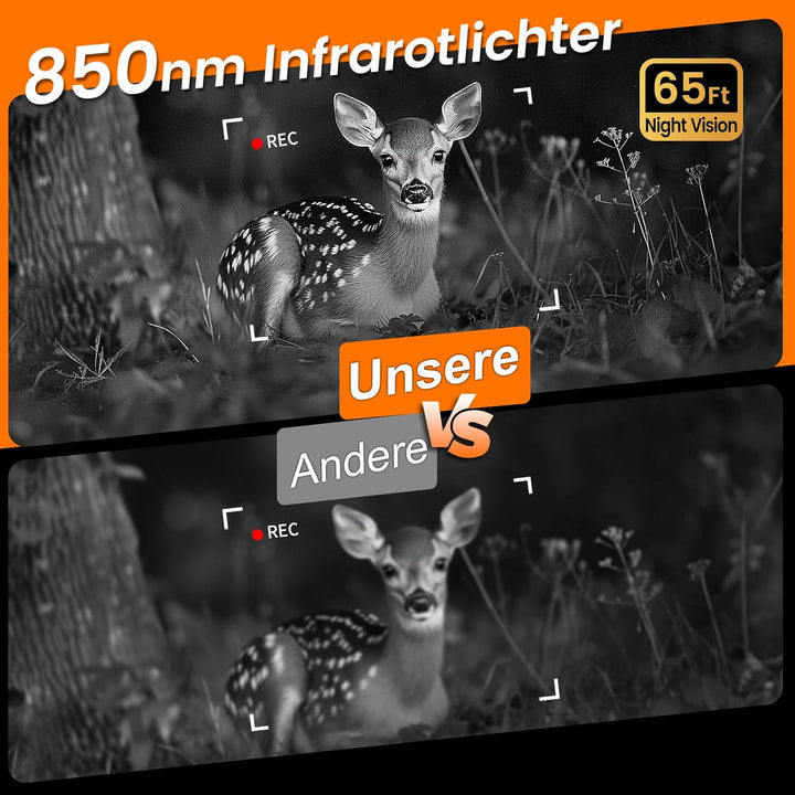 XTU Wildkamera mit Handyübertragung App,2.7K WLAN Wildtierkamera mit Bewegungsmelder Nachtsicht,Inkl