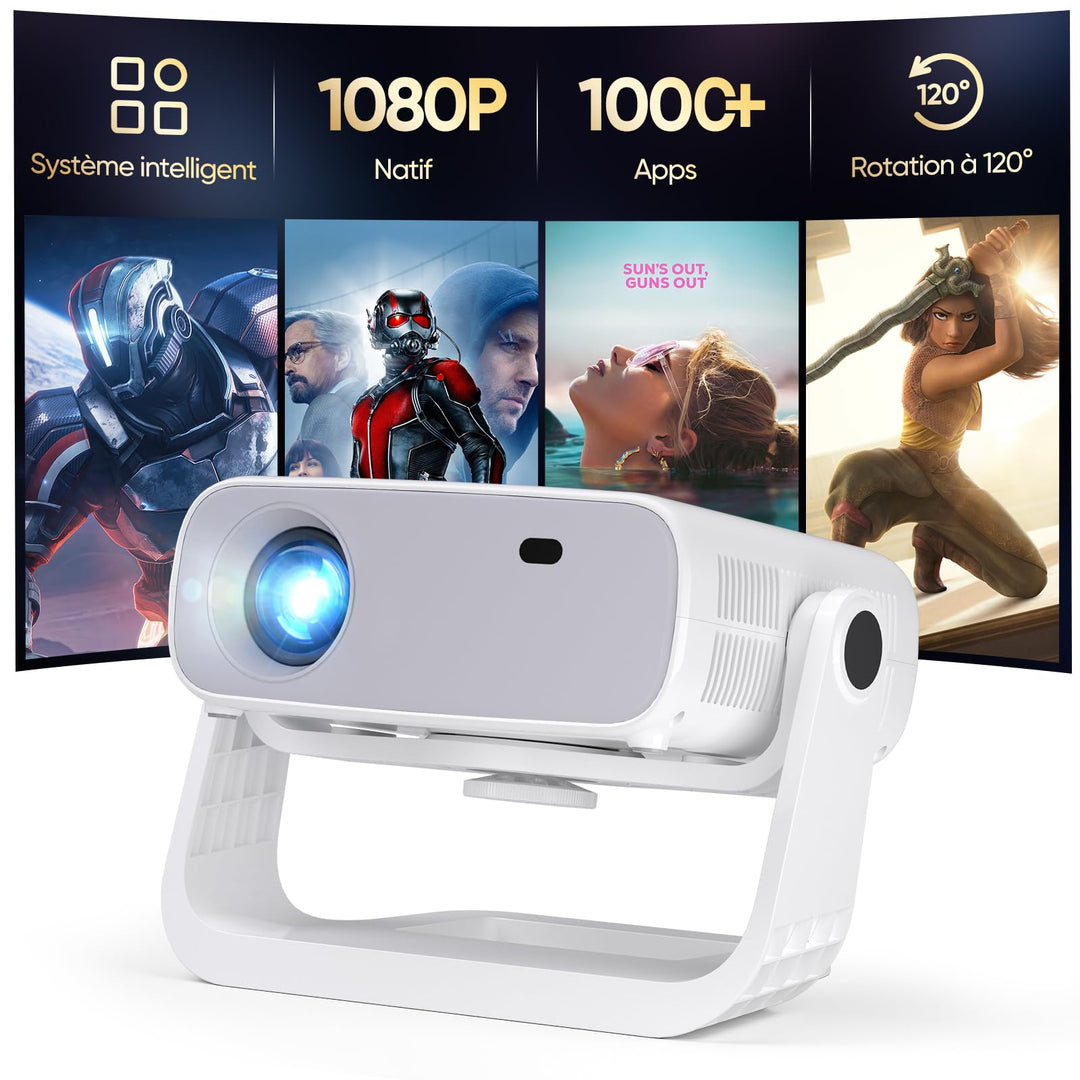 Wielio 2025 Neuer Smart Beamer, integrierte Apps, Android 11, Native 1080P mit 4K-Unterstützung, Tra