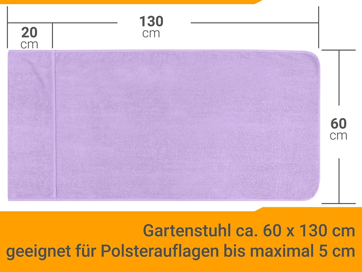 npluseins 2er Pack Auflagen für Sonnenliege und Gartenliege 1594.2319, Stuhl 60 x 130 cm, Flieder St