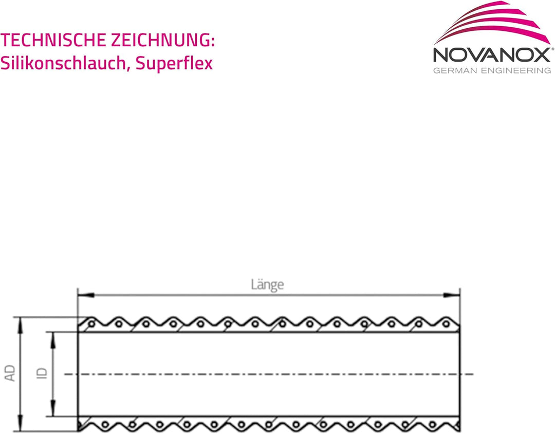NovaNox® Superflex Silikonschlauch Drahteinlage Ø 13mm bis 54mm Grösse wählbar, Innendurchmesser:Ø 2