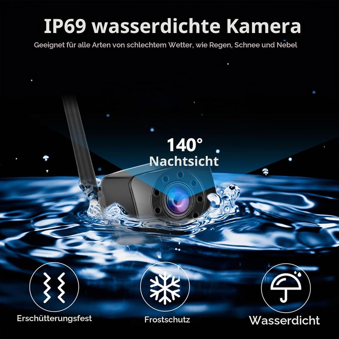 Hodozzy Kabellos Digital Rückfahrkamera Set mit 4,3 Zoll IPS Bildschirm Monitor und AHD Kamera Nacht