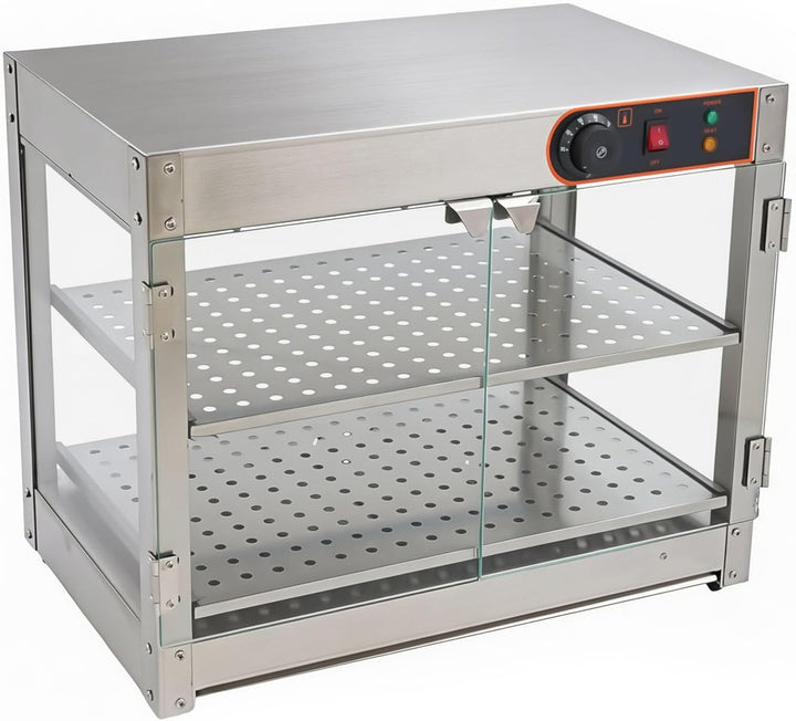 800W 220V Warmhaltevitrine 2 Etagen SpeisenwäRmer Warmhaltetheke für Buffet | Vorwärmzeit: 10min, Te