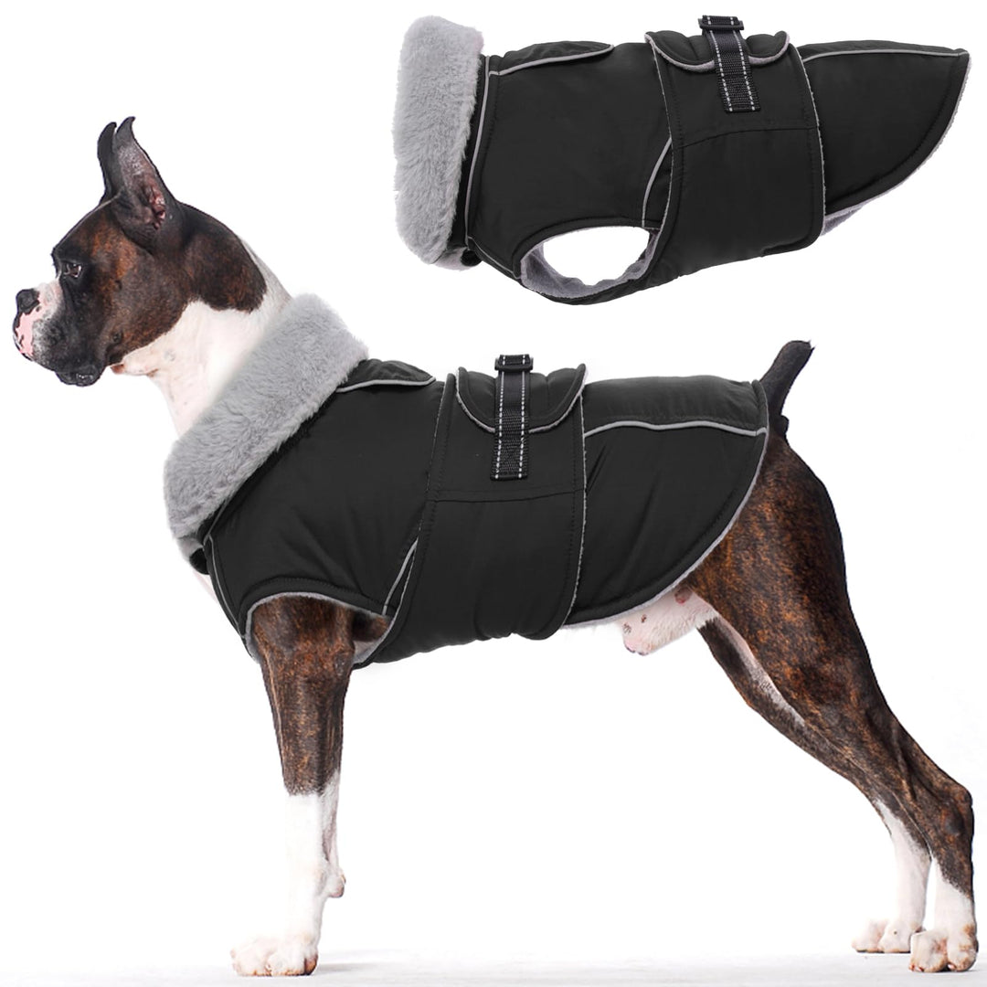 Lelepet Hundejacke Winter Warmer Hundemantel, Wasserdichter Wintermantel Fleece Hundeweste für Mitte