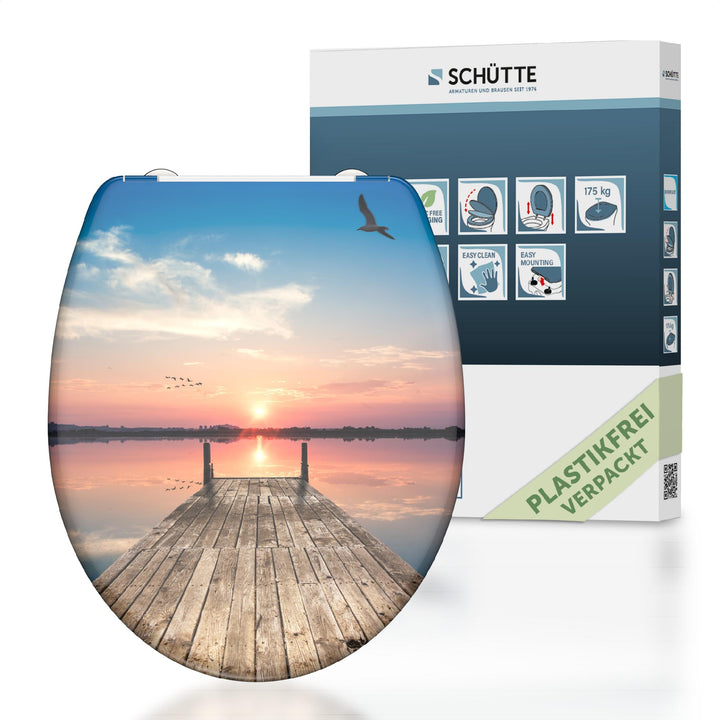 Schütte WC-Sitz SUNSET SKY mit Absenkautomatik, Toilettendeckel mit Motiv und Schnellverschluss für