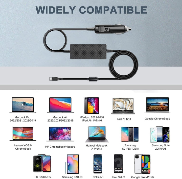 KFD 100W 96W 90W 87W 65W USB C DC 12V-24V KFZ Ladekabel Auto Ladegerät Laptop Netzteil für MacBook P