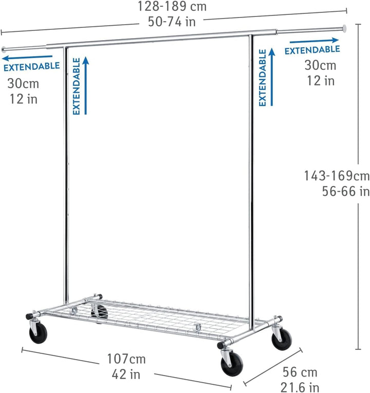 Tatkraft Duncan Schwerlast 100 kg Kleiderstange mit Schuhregal, Faltbare Schwerlast Kleiderständer a