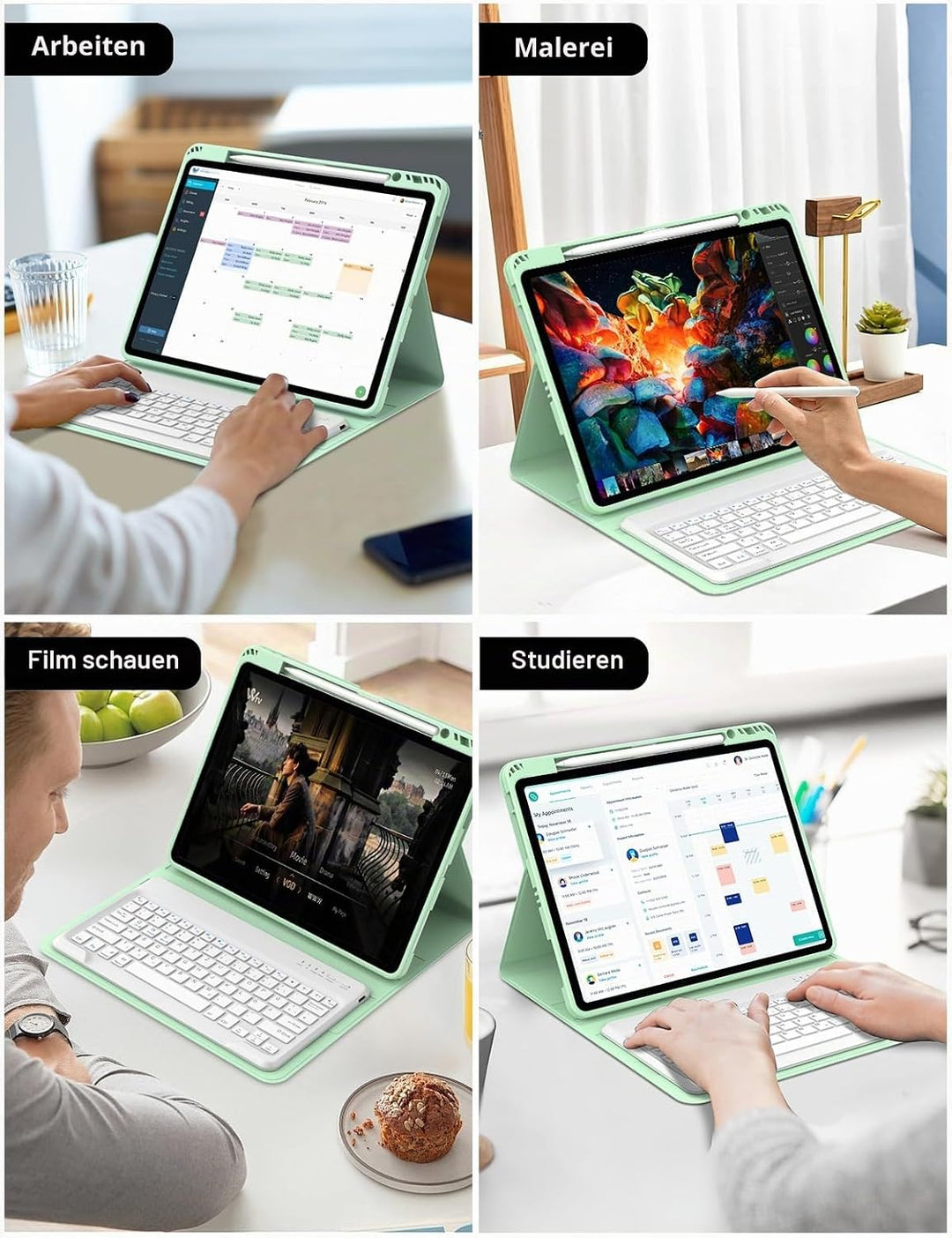 Tastatur Hülle für iPad Air 13 (M3/M2) 2025/2024, Deutsches QWERTZ, Magnetische Bluetooth Abnehmbar