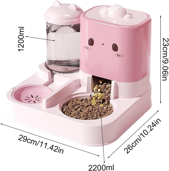 Automatischer Katzenfutter und Wasserspender Set | 2-in-1 Katzenfütterer | 1.5L Wasserspender und 2.