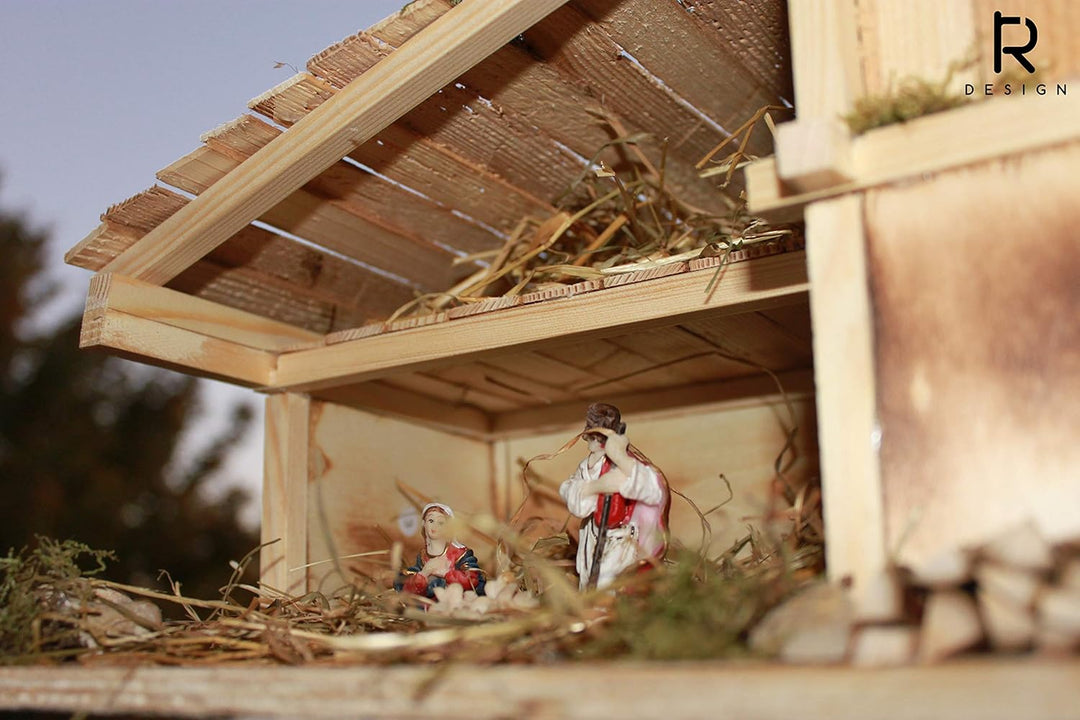 Weihnachtskrippe als Bausatz inkl. Dekomaterial und Anleitung, DIY Krippe zum Selberbauen, Einzeltei