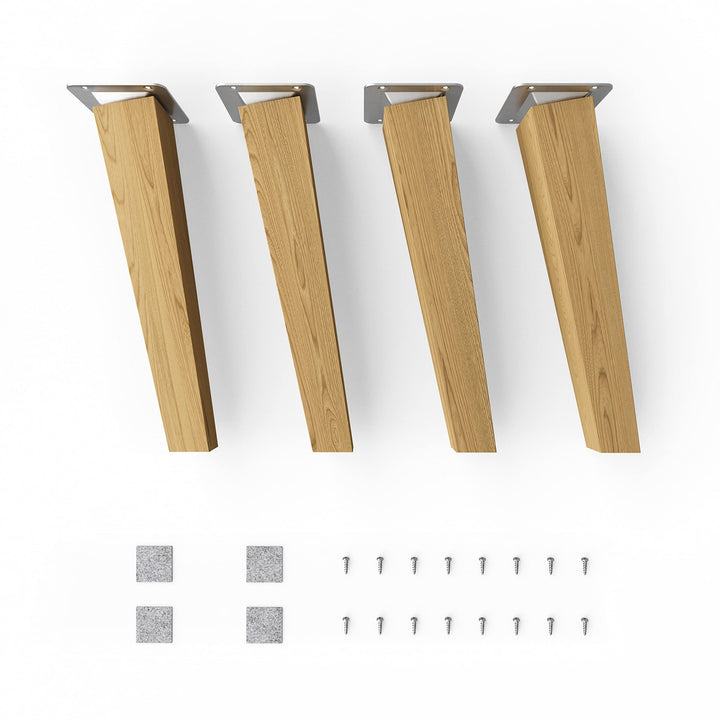 Sossai Möbelfüsse aus Massivholz Eiche mit Öl-Finish, Clif Square HMF4, 25 cm hoch, eckig, schräge A