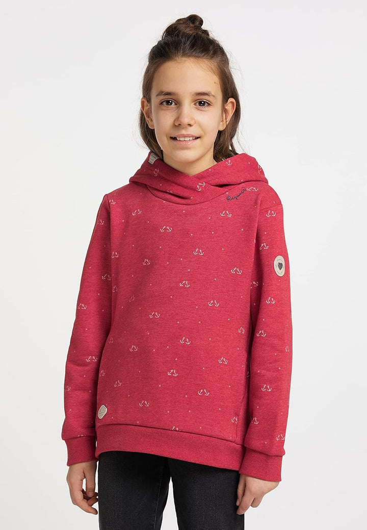 Ragwear Gitka Marina Mädchen Sweatshirt Kapuzenpullover Sweater Kinder Pullover Anker Motiv 128 Rot,