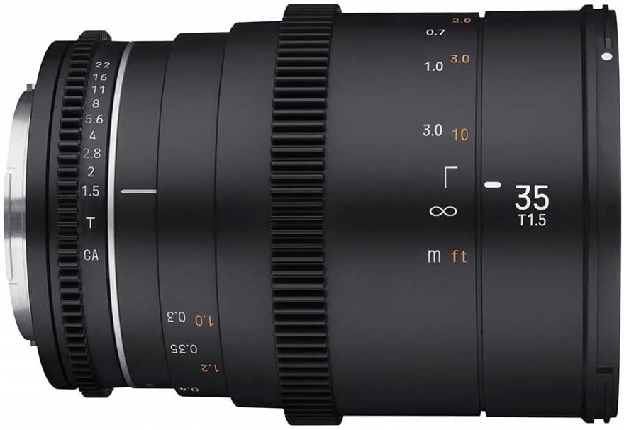 Samyang 23010 MF 35mm T1,5 VDSLR MK2 MFT – lichtstarkes T1,5 Weitwinkel Cine- und Video Objektiv für