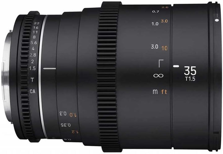 Samyang 23010 MF 35mm T1,5 VDSLR MK2 MFT – lichtstarkes T1,5 Weitwinkel Cine- und Video Objektiv für