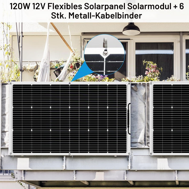 【120W Flexibel Solarpanel 12V】DERUXI 120 W Flexibel Solar Panel: 120W 12V Flexibles Monokristalline