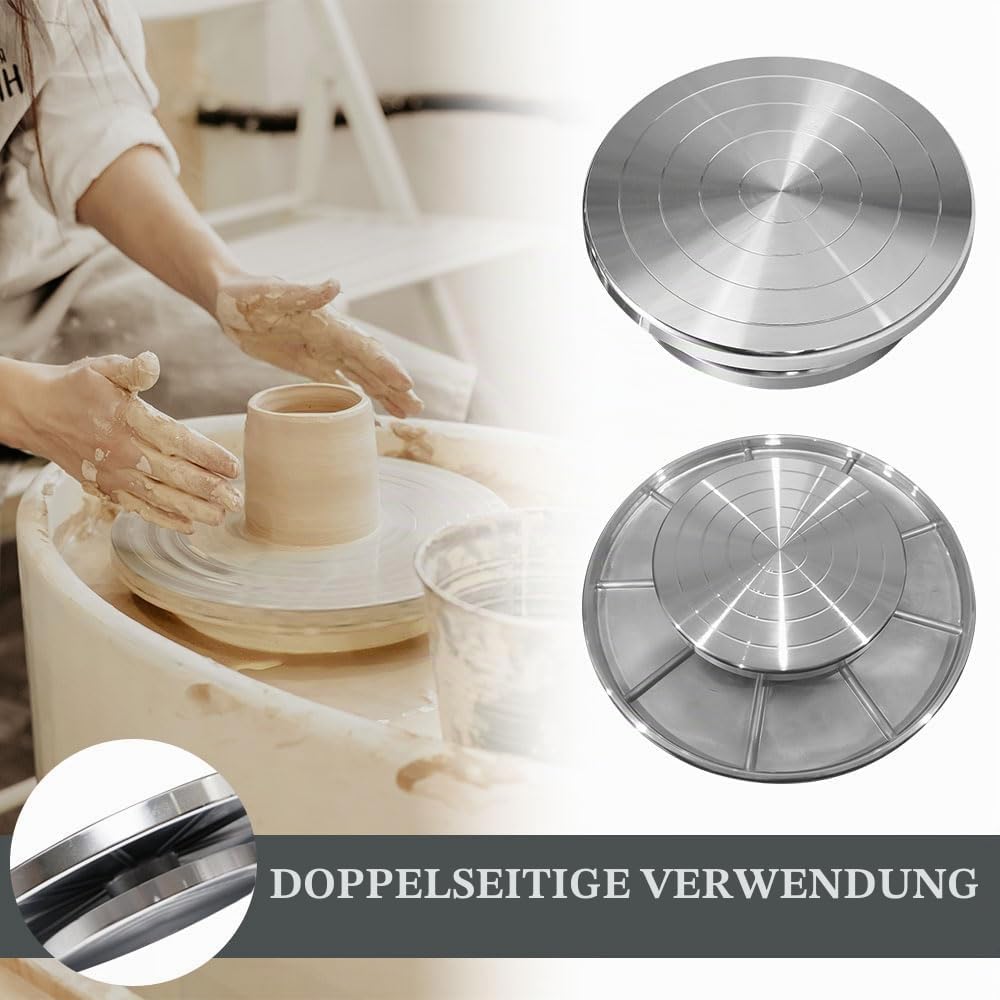 Drehbare Töpferscheibe 25 cm Drehscheibe Töpfern Manuell Skulptur Töpferscheibe Doppelseitige DIY To