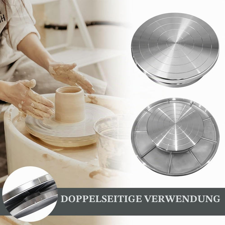 Drehbare Töpferscheibe 25 cm Drehscheibe Töpfern Manuell Skulptur Töpferscheibe Doppelseitige DIY To