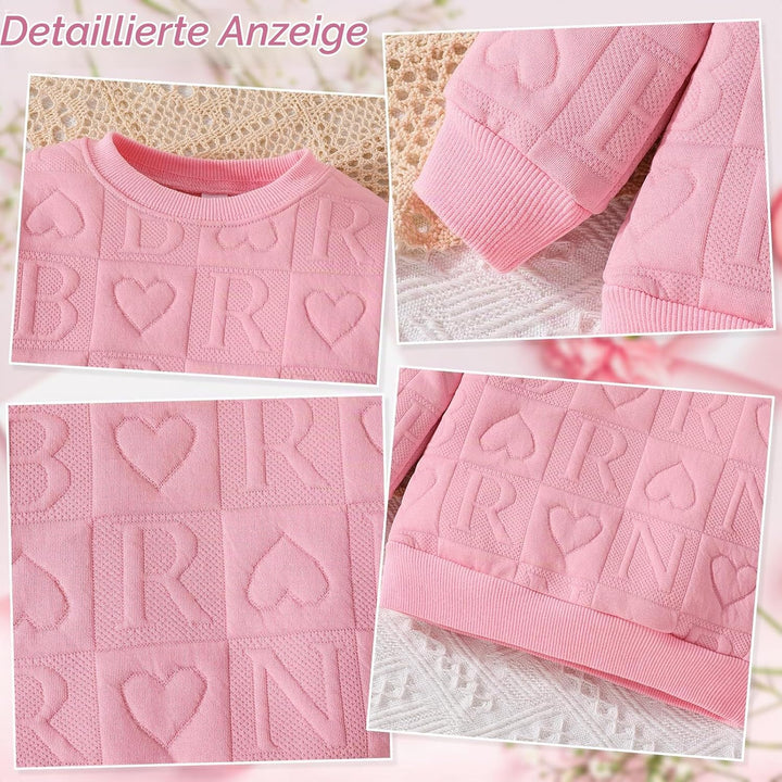 Kunyeah 2pcs Baby Mädchen Outfit Mädchen Liebe Herz Pullover Kleinkind Sweatshirt Hosen Kleinkind Br