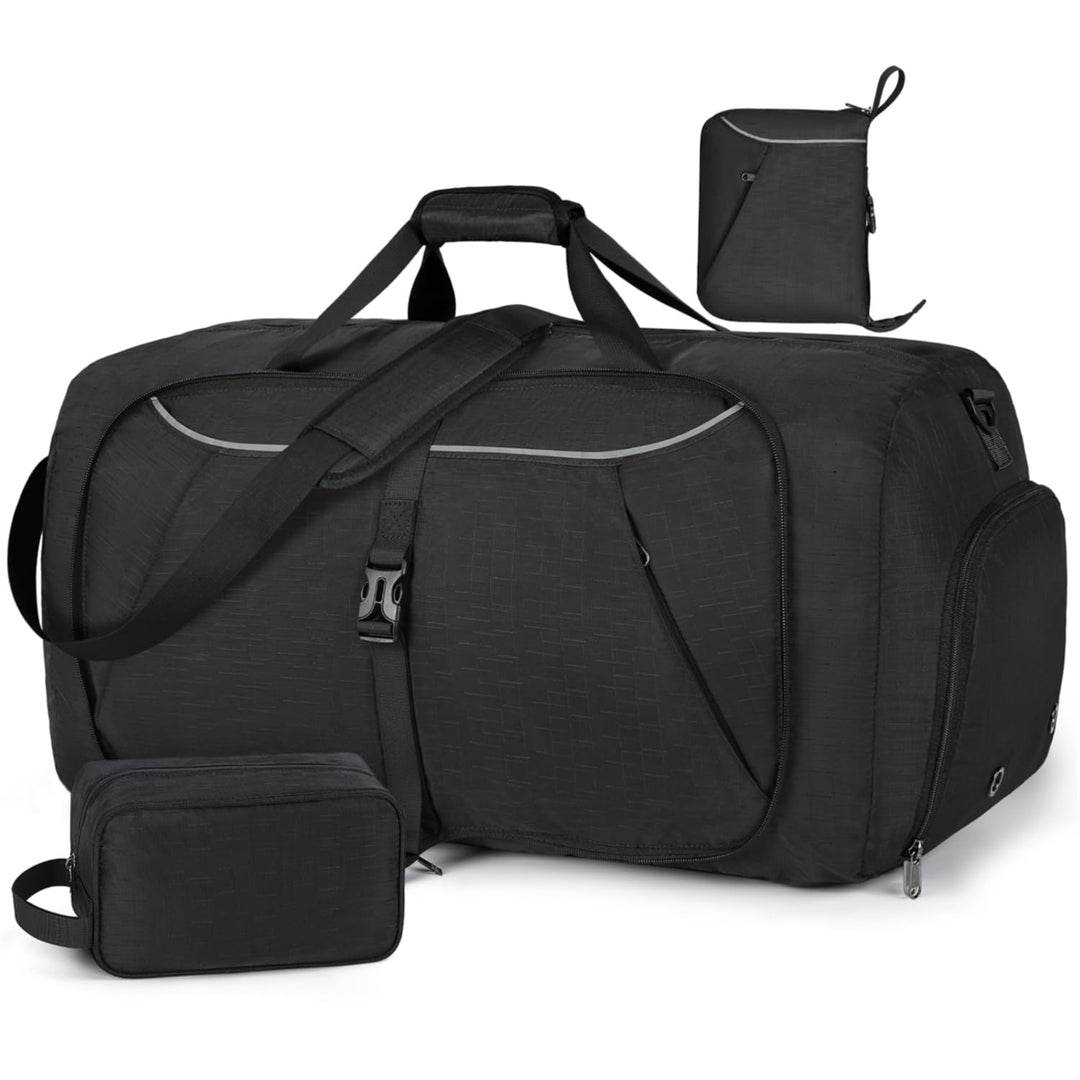 Faltbare Reisetasche 65L 80L 100L Grosse Leichte Sporttasche mit Schuhfach für Herren Damen Weekende