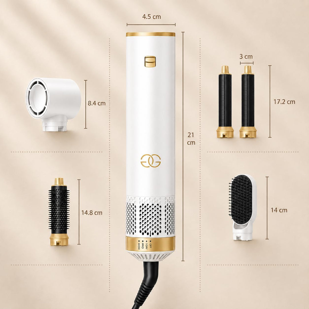 Airstyler 5-in-1, Multifunktionaler Hairstyler Set mit Warmluftbürste, Ionen Föhn, Professioneller H