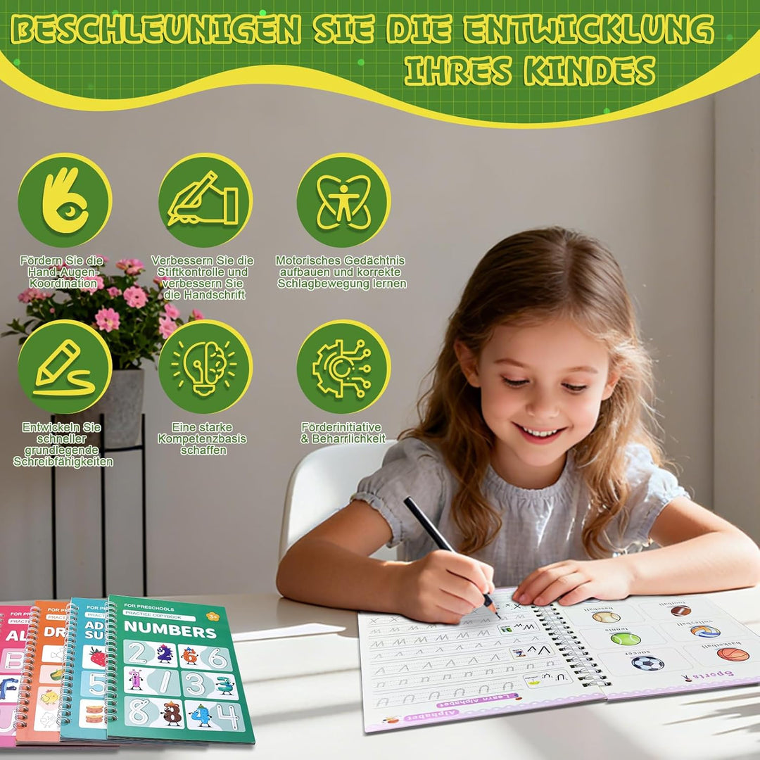 Magisches Vorschul Übungsheft für Kinder ab 5 Jahren, Magic Grooved Handschrift-Übungsbücher für Kin