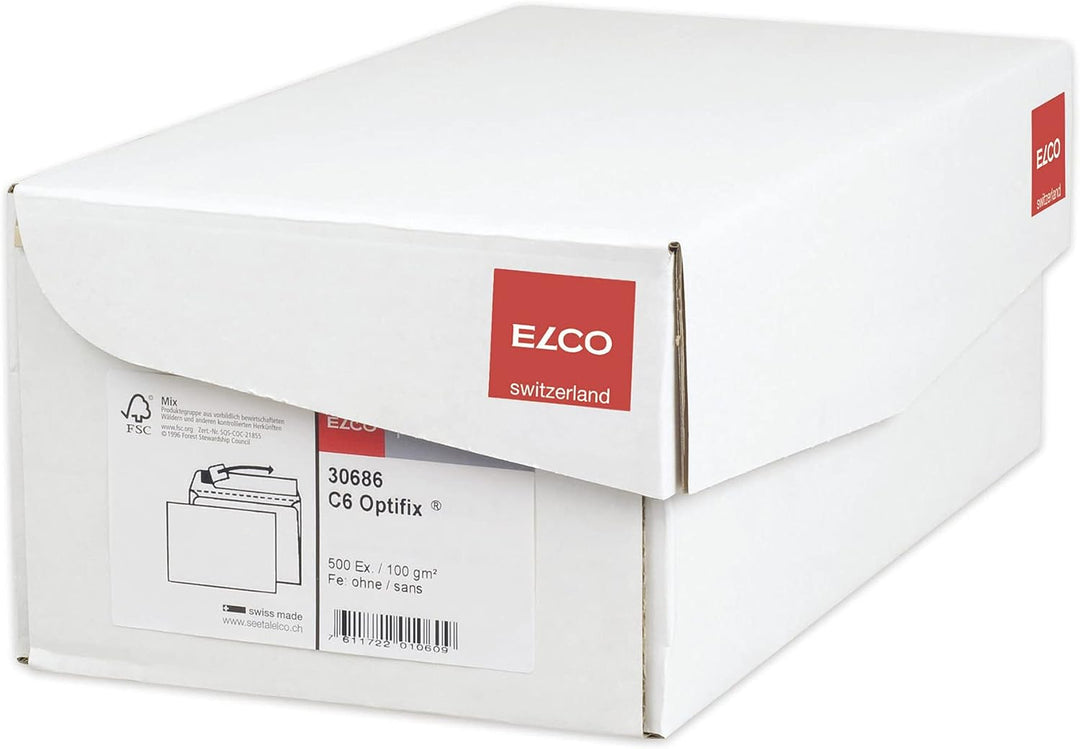 ELCO 30686 Premium Briefumschlag, C6, 162 x 114 mm für papierformat a6, 100 g/qm, 500 Stück, hochwei