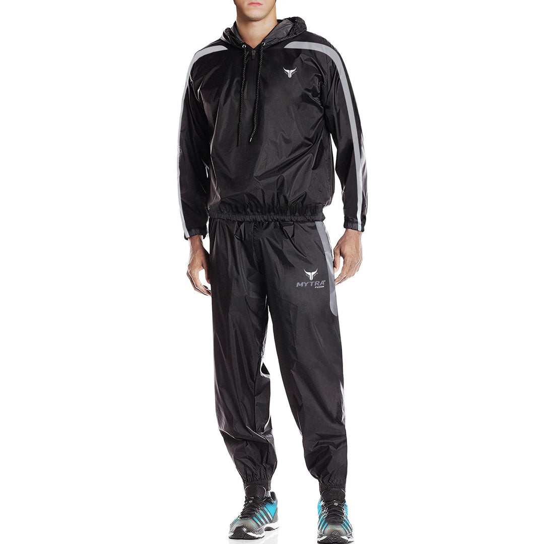 Mytra Fusion Weight Loss Sliming Fitness Sauna Sweat Suit Black Grey S Black Gray, S Black Gray