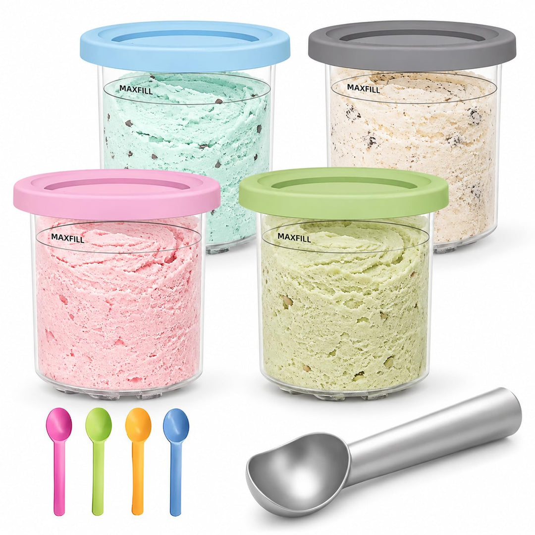 Eisbehälter 4er Set 473ml kompatibel mit Ninja NC301 NC300 NC299AMZ Serie | Ersatzbecher für Eismasc