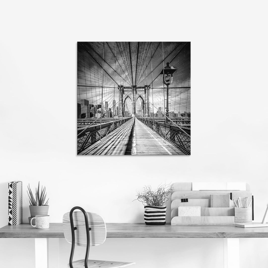 ARTland Glasbilder Wandbild Glas Bild einteilig 50x50 cm Quadratisch New York Manhattan Skyline Arch