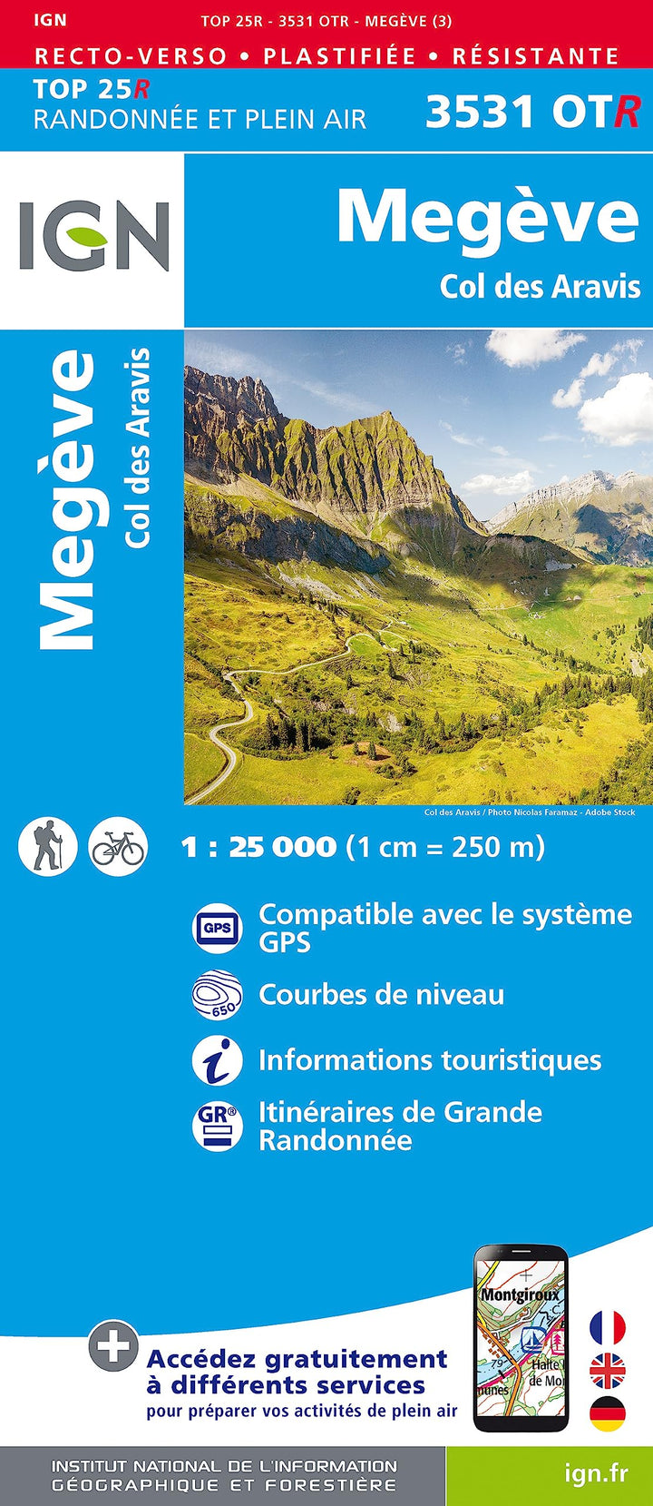 3531OT Megève - Col des Aravis (TOP 25R), Karte