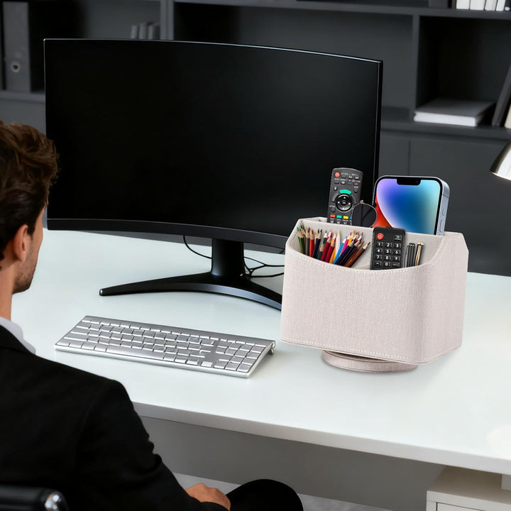 360-drehender Fernbedienungshalter, 5-Teile Nachttisch PU-Leder Multifunktionale Organizer Büro Schr
