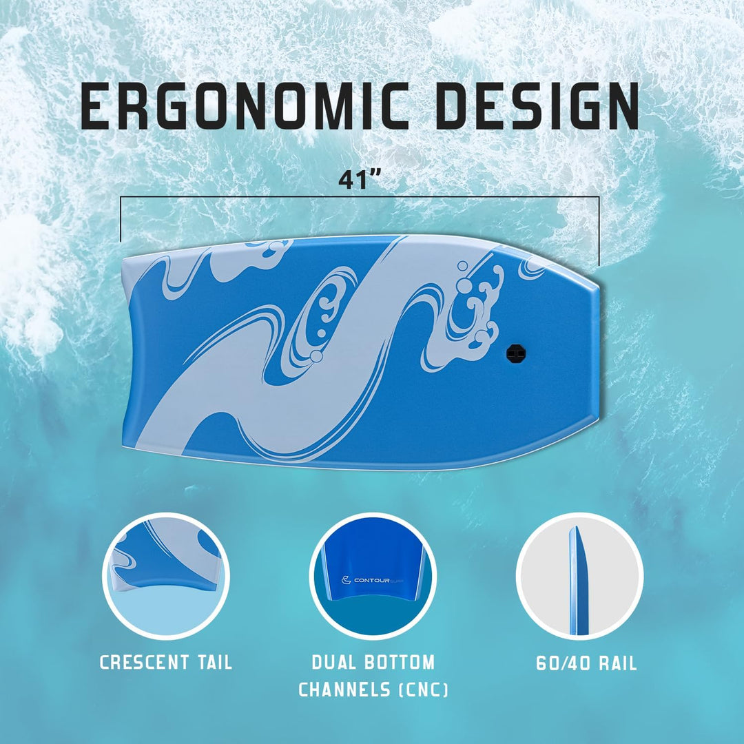 Breeze 104,1 cm Bodyboard – Leichtes EPS-Core-Bodyboard mit IXPE-Deck, HDPE Slick Bottom, Halbmondsc
