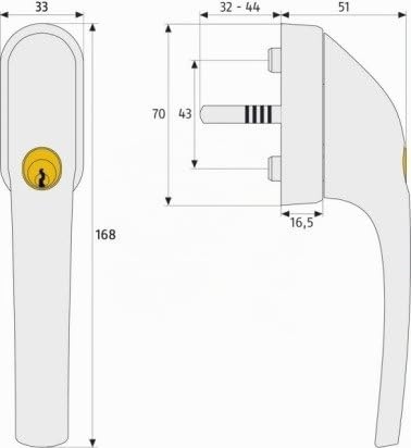 Abus FG300 abschliessbarer Fenstergriff, weiss, im Set 4 Stück alle gleichschliessend AL0089 mit ins