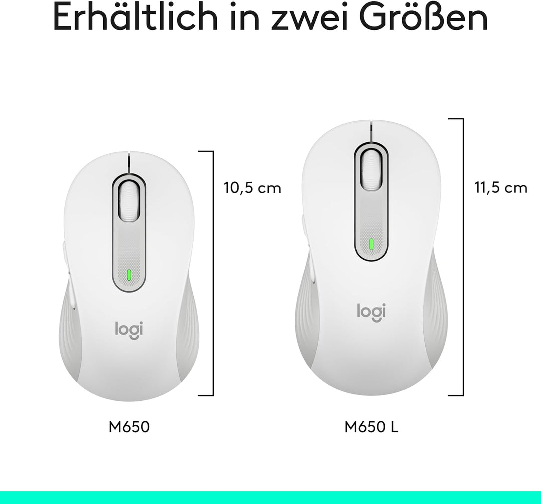 Logitech Signature M650 L Left Kabellose Maus - für grosse linke Hände, Leise Klicks, Anpassbare Sei