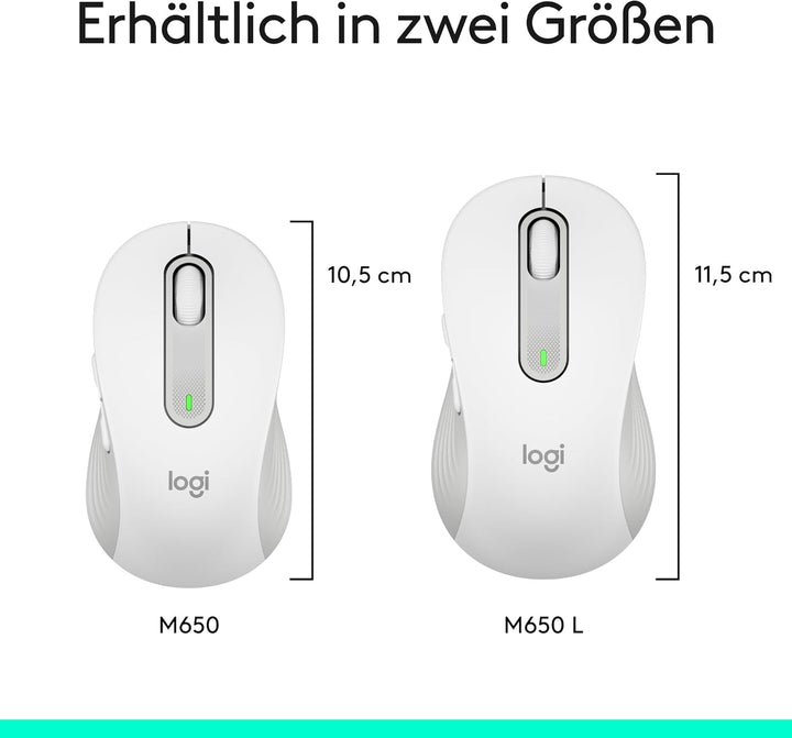 Logitech Signature M650 L Left Kabellose Maus - für grosse linke Hände, Leise Klicks, Anpassbare Sei