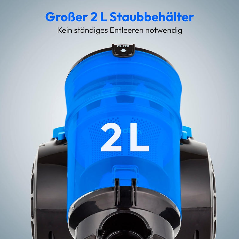 MEDION Beutelloser Zyklon-Staubsauger P2000 (700 Watt Leistung, 2 Liter Staubbehälterkapazität, wasc