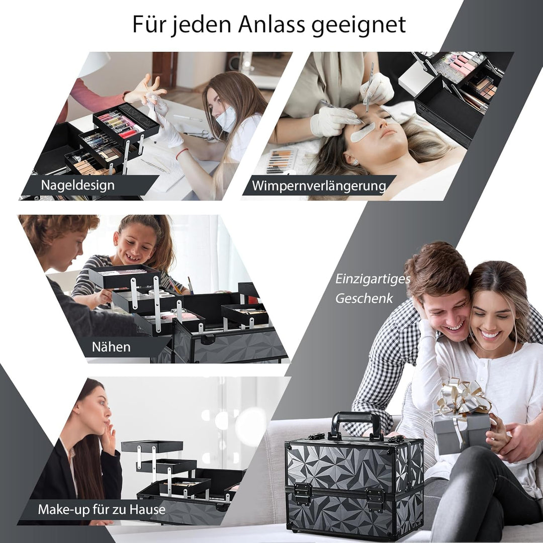 Kosmetikkoffer Schminkkoffer, Grosse Kosmetik Make up Organizer Koffer Aufbewahrung Friseurkoffer Al