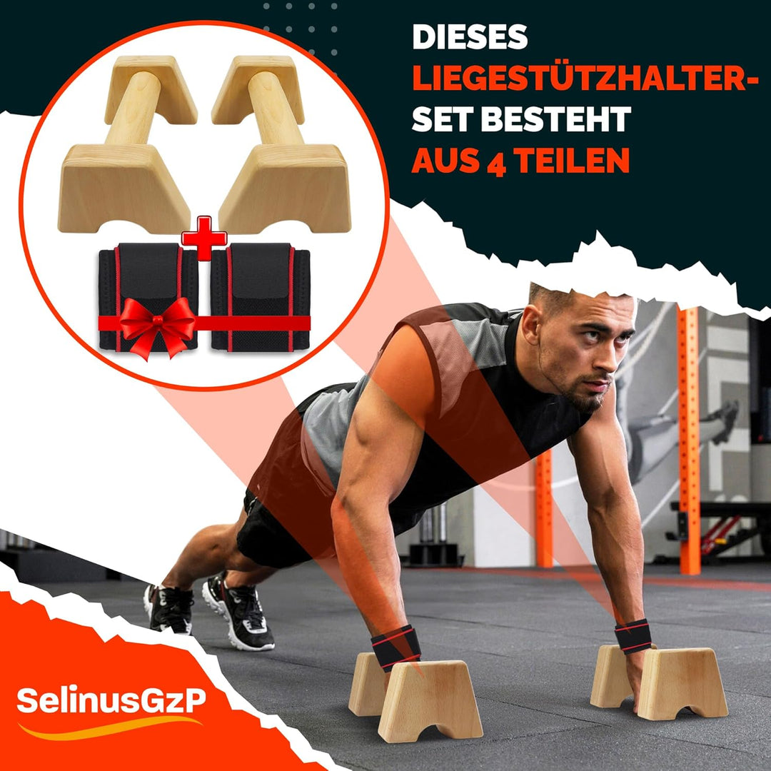 Liegestützgriffe aus Buche Holz – Gelenkschonend & Rutschfest – Perfekt für Calisthenics, Handstand