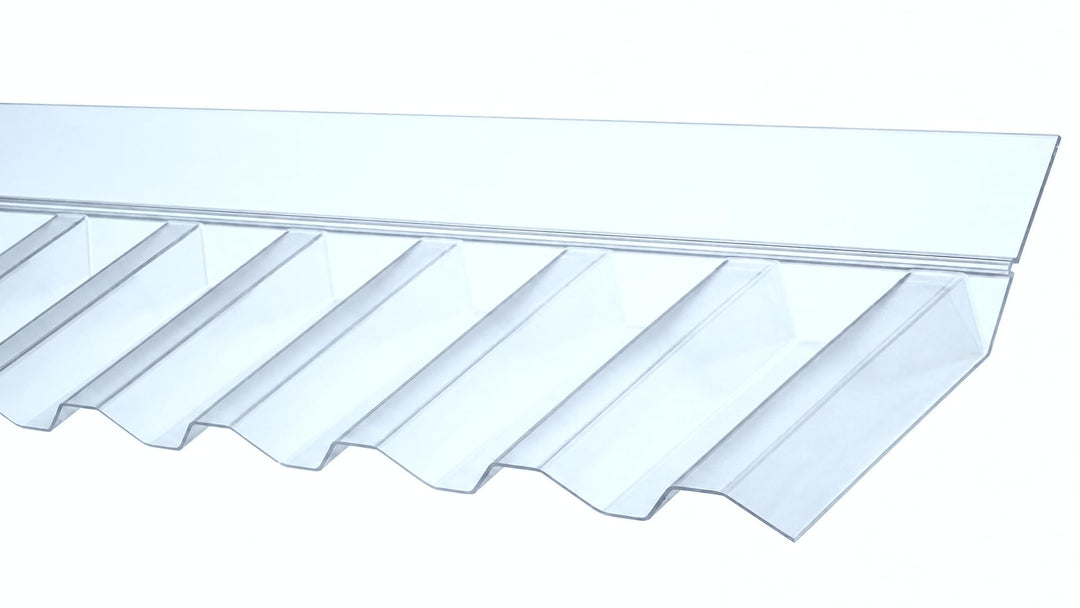 WANDANSCHLUSS FÜR PVC-WELLPLATTEN, PROFIL 76/18 - SINUS-PROFIL, TRANSPARENT, ELASTISCH, 71 CM LÄNGE,