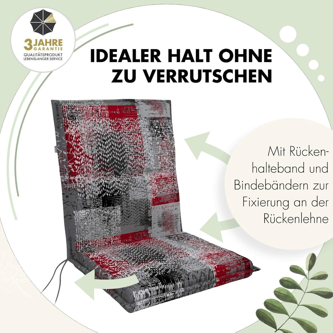 Doppler Auflage für Niederlehner Spot schwarz beige kariert I Gartenstuhl-Polster 100x48x5cm aus Bau