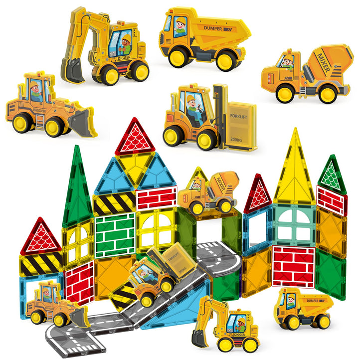 Oriate Stadt Magnet Magnetische Bausteine Spielzeug Set，Rollende Cars Kompatibel Mit Magnetbausteine